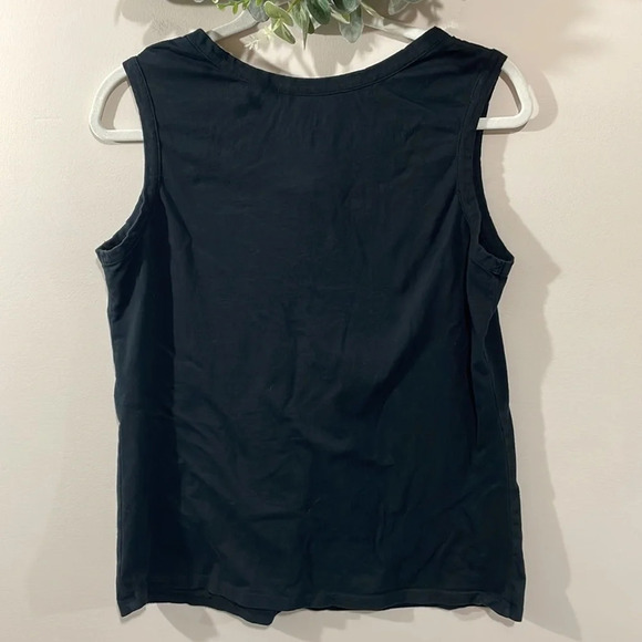 🌸 Merona Black Knit Sleeveless Tank Top Pleats & Tie Accent L - Picture 2 of 7